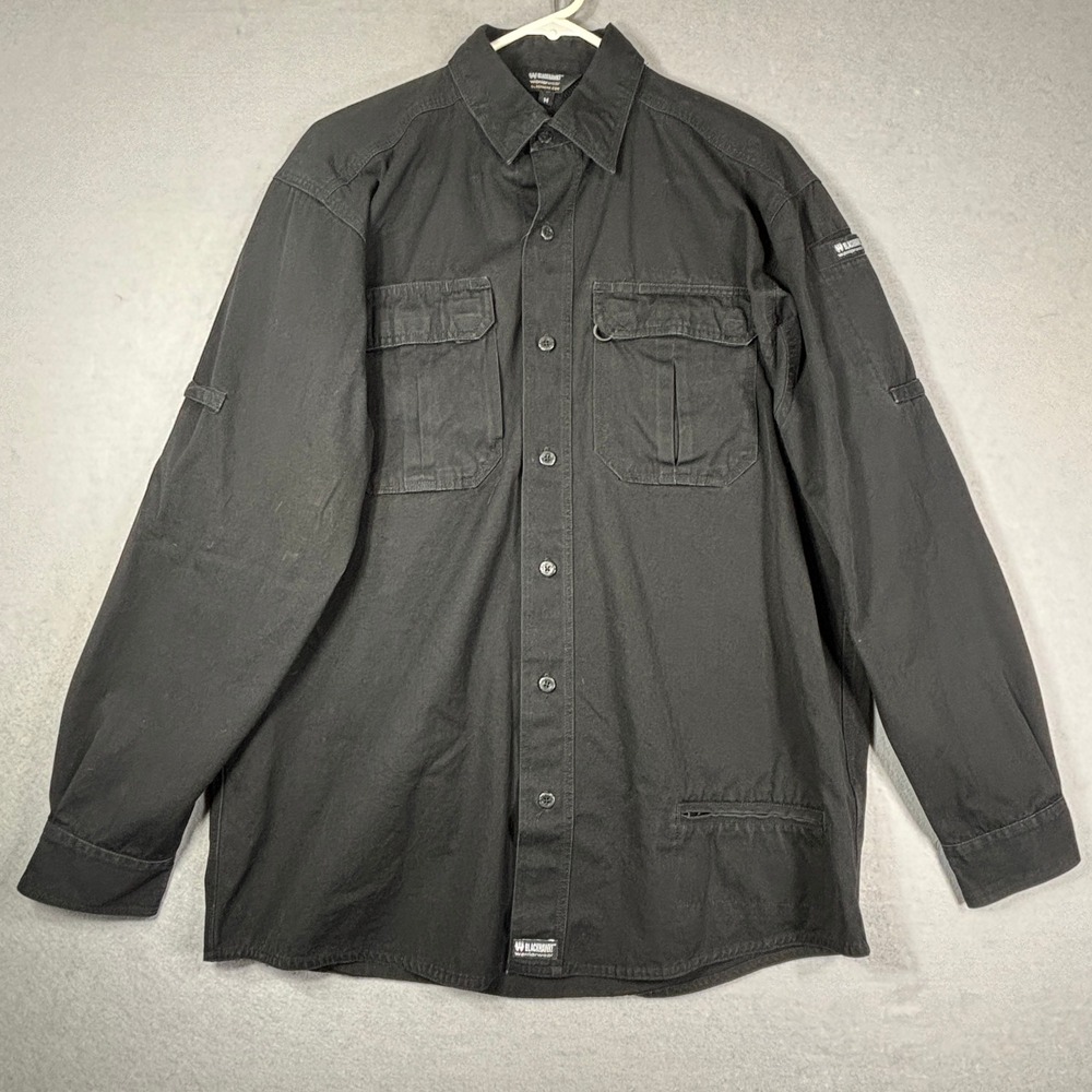 BLACKHAWK! Warrior Wear Shirt Mens M Black Tactical Ripstop Long Sleeve Pockets